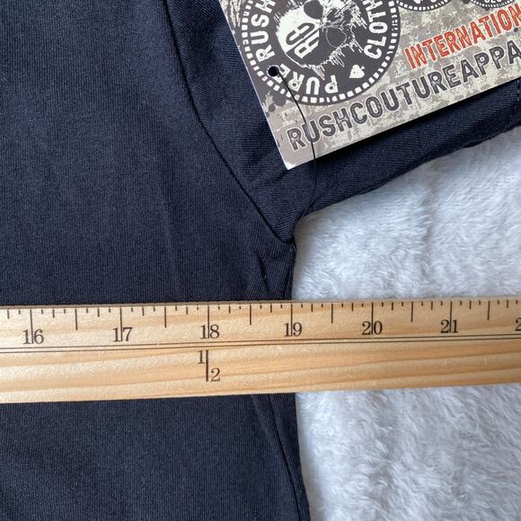 Rush Couture Rhinestone Skull Men Tee Bling T-shirt Size M Black Grunge Goth NWT - Picture 7 of 8